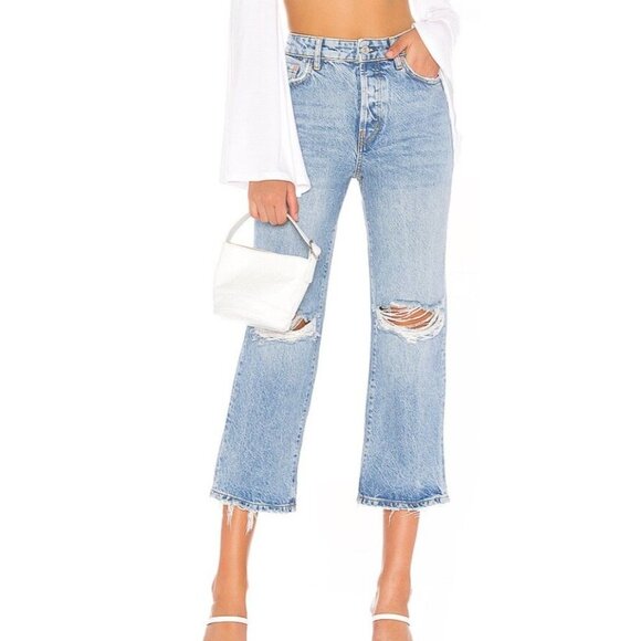 Free People Denim - Free People We The Free Womens 27 Distressed Ranger Wide Leg Buttonfly Jeans